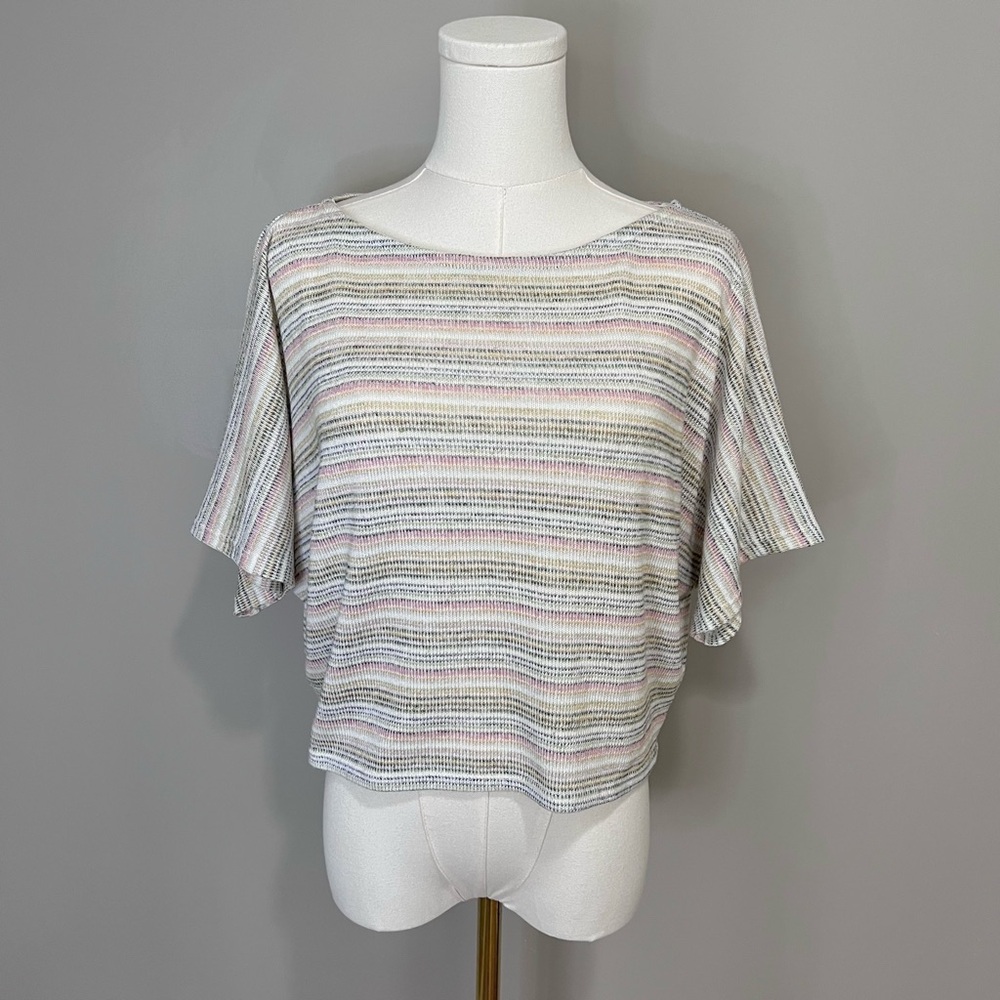 Sadie & Sage Striped Dolman Sleeve Lightweight Sweater Size S